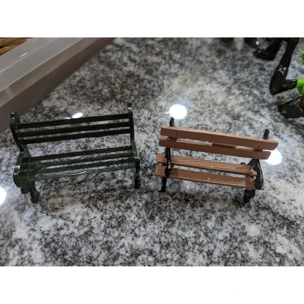 Vintage Dept. 56 & Lefton Metal Park Benches Christmas Snow Village